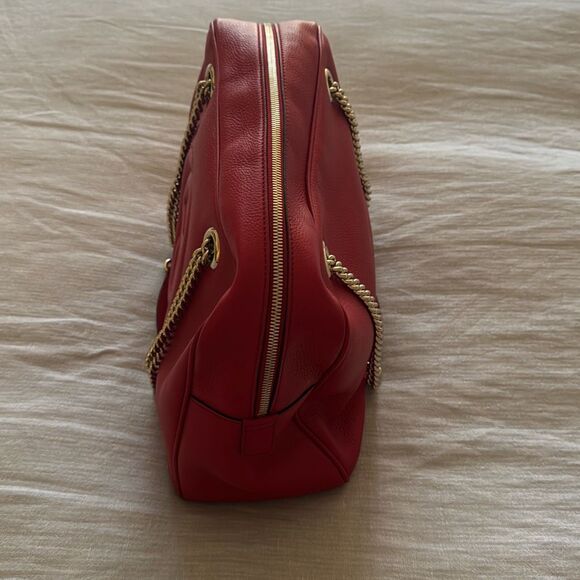 Gucci Red Leather Soho Bowler Chain Shoulder Bag - Picture 7 of 16